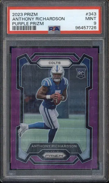 2023 Panini Prizm Purple Prizm #343 Anthony Richardson RC /125 PSA 9
