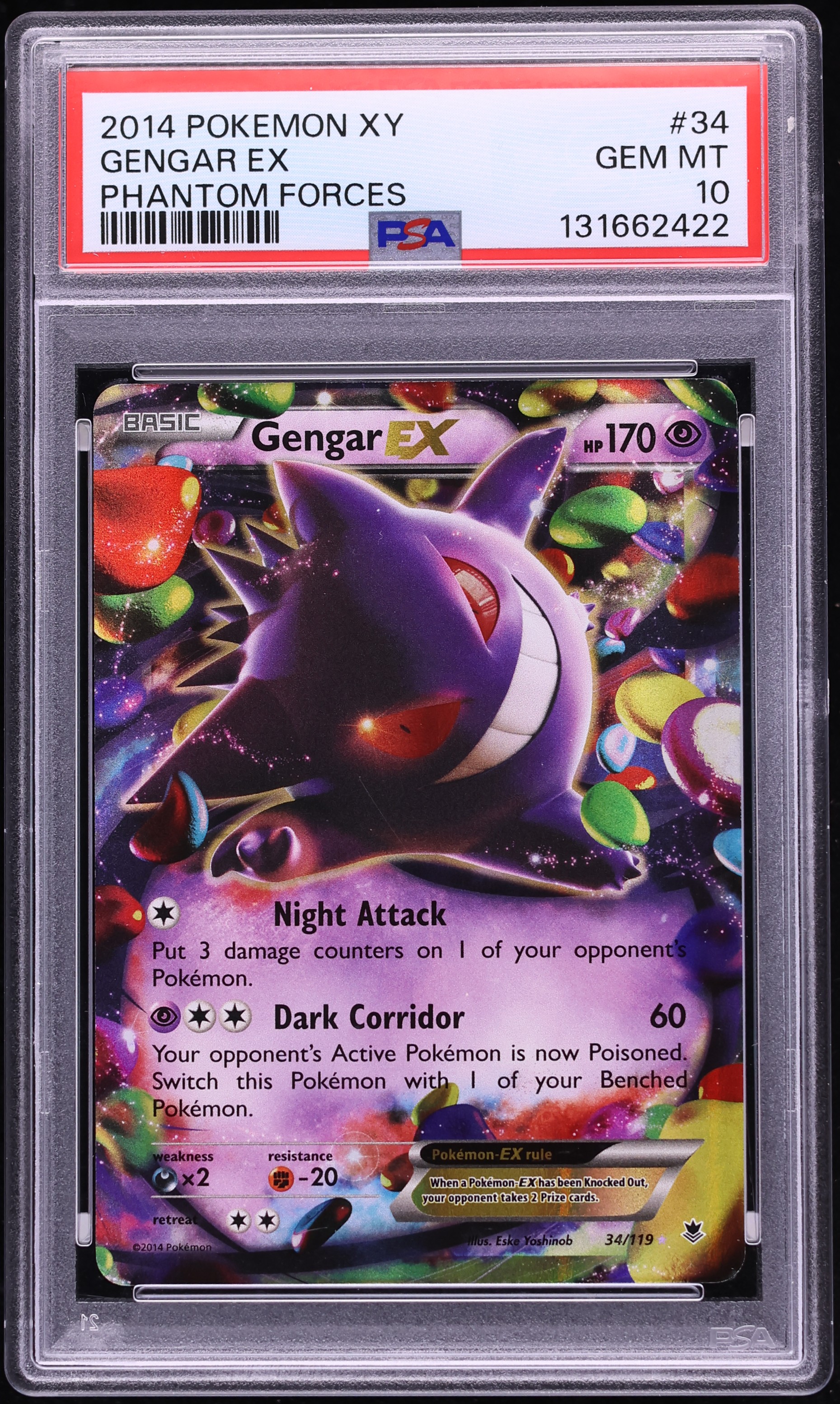 2014 Pokemon XY Phantom Forces Gengar EX #34 PSA 10 GEM MINT