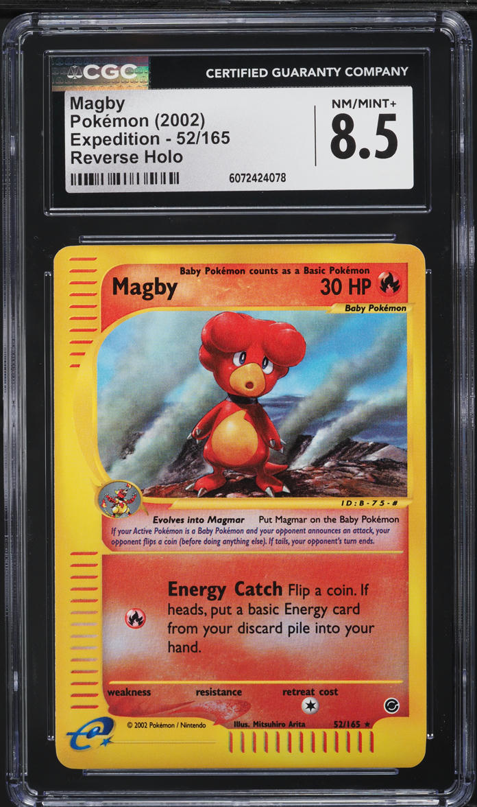 2002 Pokemon Expedition Reverse Holo Magby #52 CGC 8.5 NM-MT+