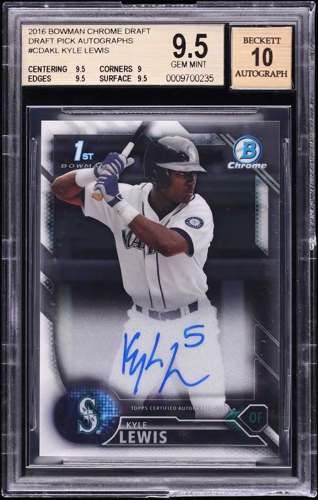 2016 Bowman Chrome Draft Kyle Lewis PROSPECT AUTO #CDA-KL BGS 9.5 GEM MINT
