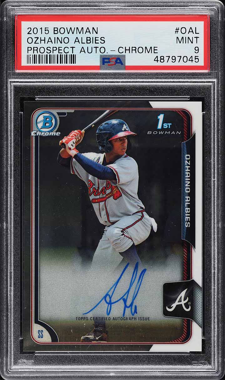 2015 Bowman Chrome Prospect Ozzie Albies ROOKIE AUTO #BCAP-OAL PSA 9 MINT