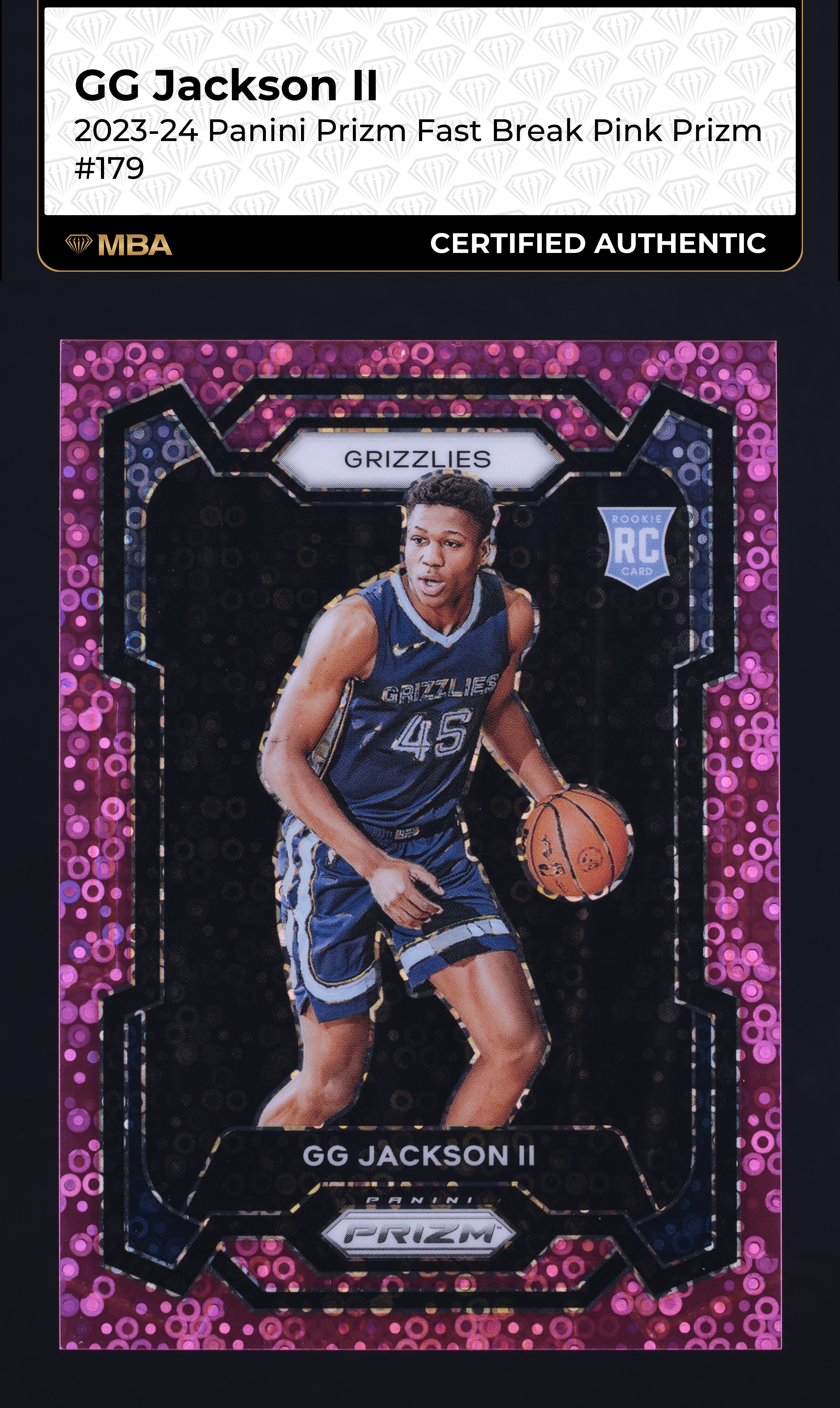 2023 Panini Prizm Fast Break Pink GG Jackson II ROOKIE /50 #179 MBA AUTH