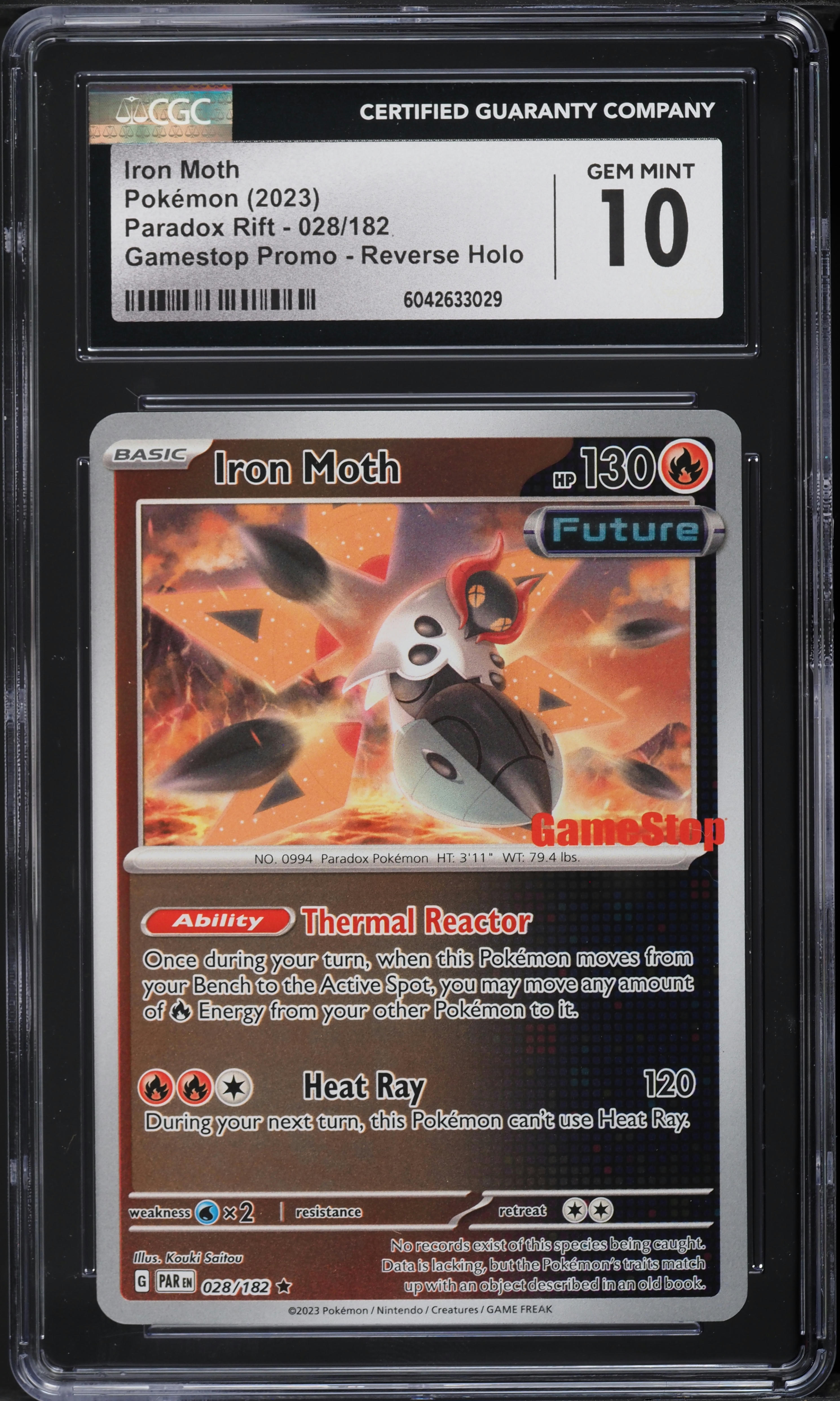 2023 Pokemon SV Paradox Rift Gamestop Promo Reverse Holo Iron Moth #28 CGC 10 GEM MINT