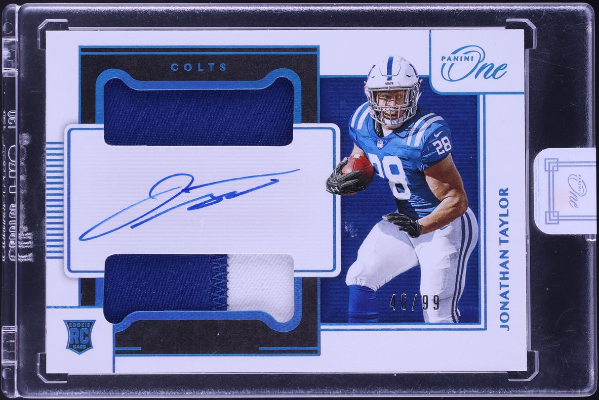 2020 Panini One Dual Blue Jonathan Taylor ROOKIE PATCH AUTO /99 #46