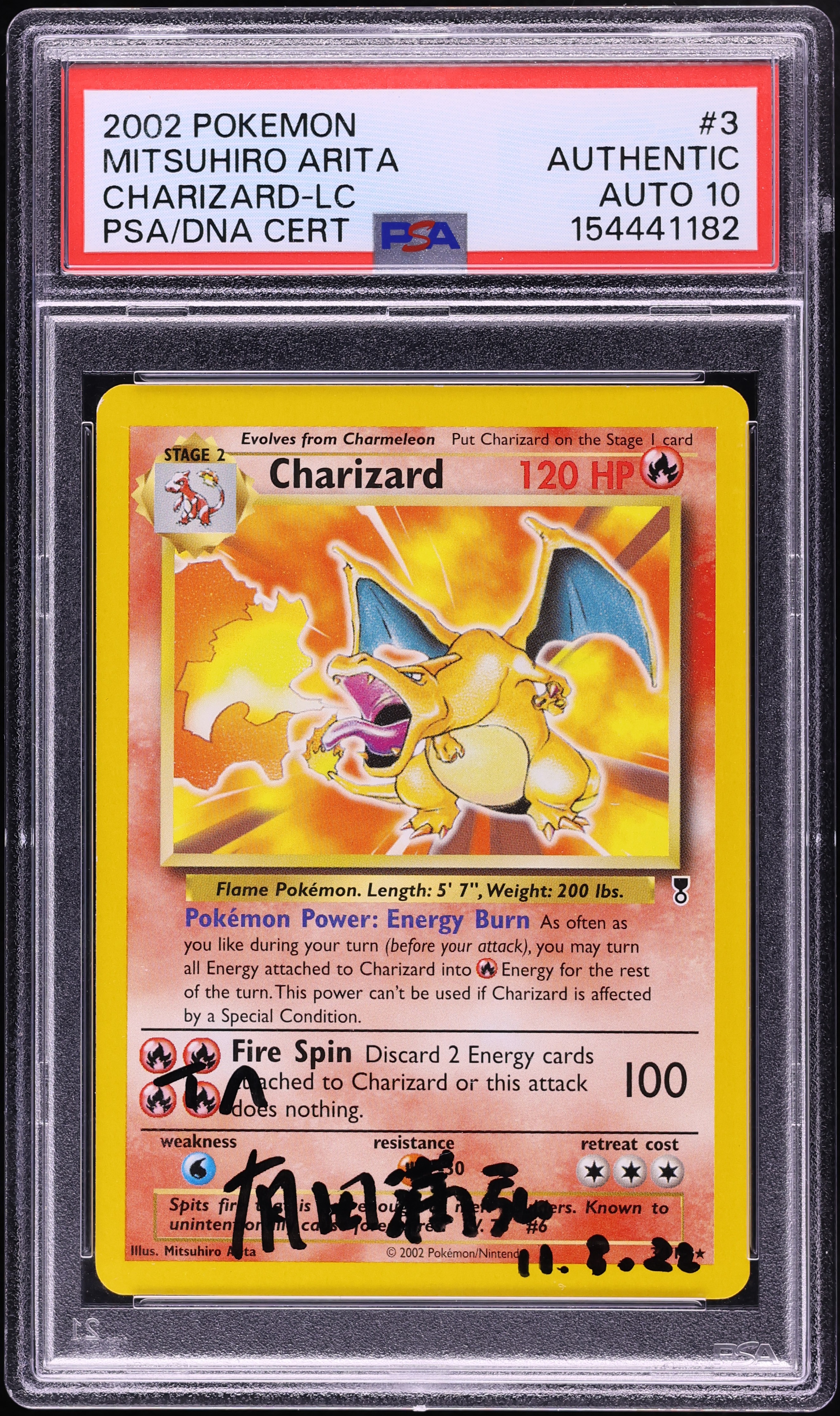 2002 Pokemon Legendary Collection Charizard Mitsuhiro Arita AUTO DNA 10 #3 PSA AUTH