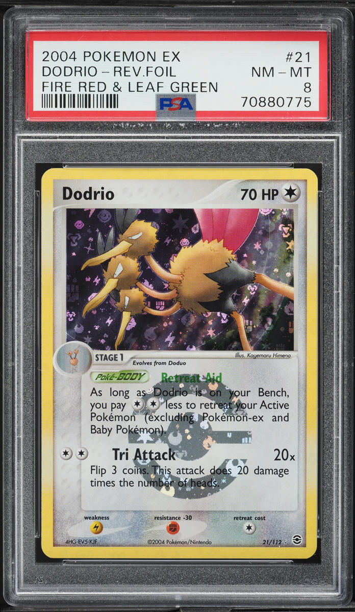 2004 Pokemon EX Fire Red & Leaf Green Reverse Holo Dodrio #21 PSA 8 NM-MT
