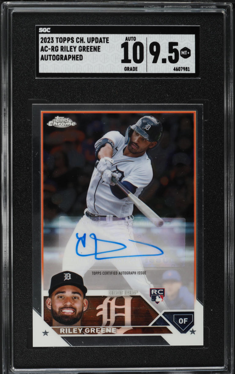 2023 Topps Chrome Update Riley Greene ROOKIE AUTO #AC-RG SGC 9.5 MINT+