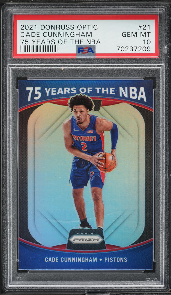 2021 Donruss Optic 75 Years Of The NBA Cade Cunningham ROOKIE #21 PSA 10 GEM