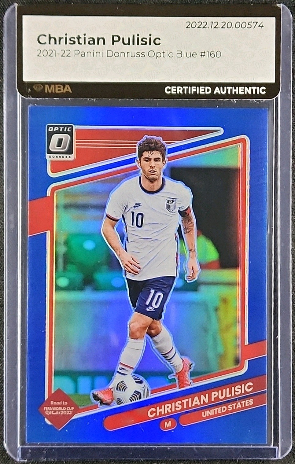 2021 Donruss Optic Blue Christian Pulisic /99 #160 MBA AUTH