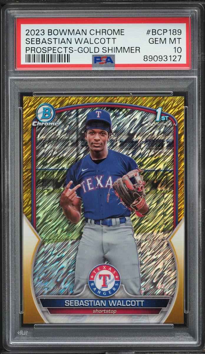 2023 Bowman Chrome Gold Shimmer Sebastian Walcott PROSPECT /50 #BCP189 PSA 10