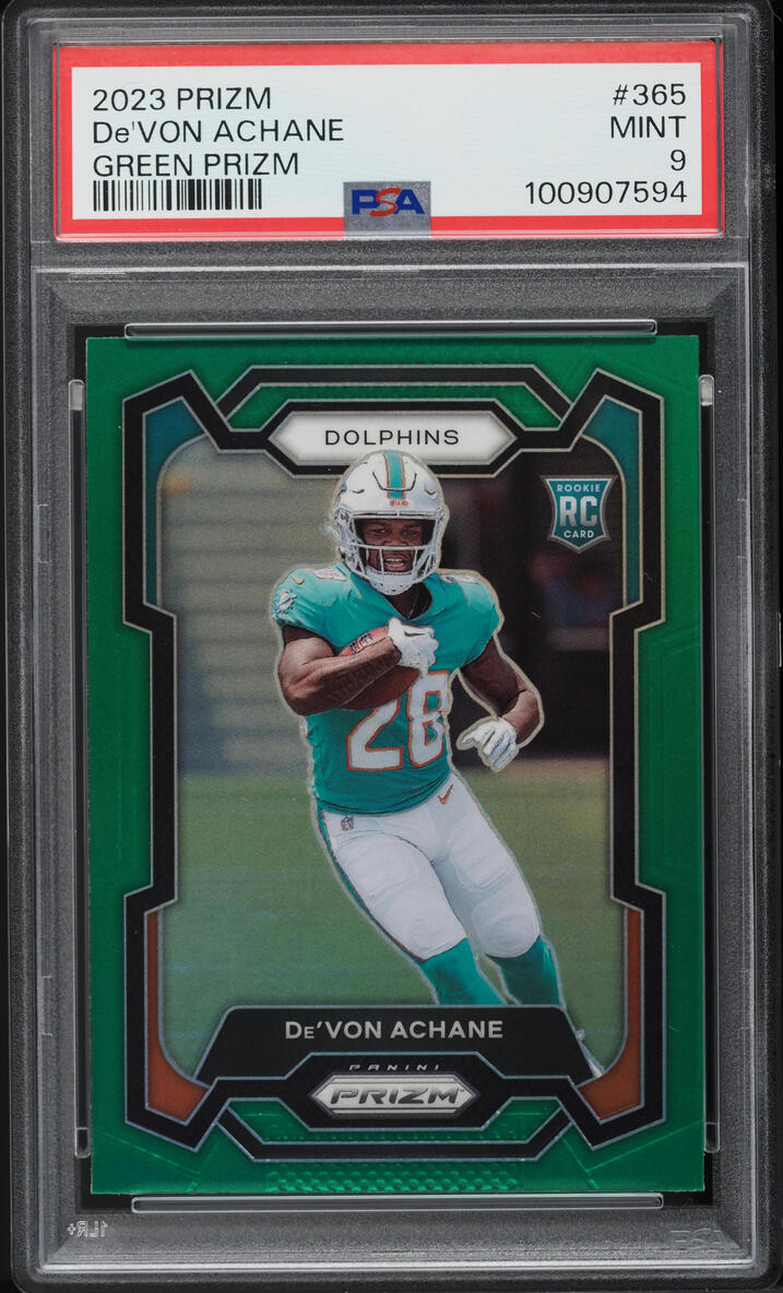 2023 Panini Prizm Green De'Von Achane ROOKIE #365 PSA 9 MINT