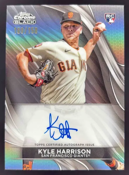 2024 Topps Chrome Black Refractors #CBA-KHAR Kyle Harrison RC Auto /150