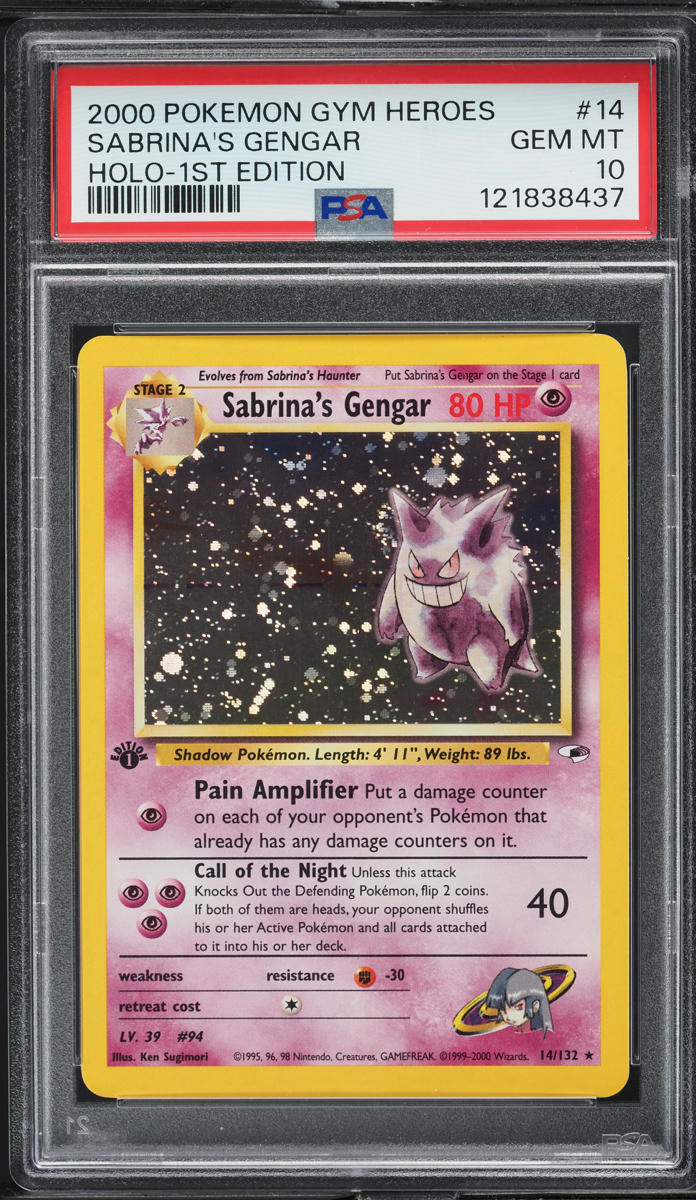 2000 Pokemon Gym Heroes 1st Edition Holo Sabrina's Gengar #14 PSA 10 GEM MINT