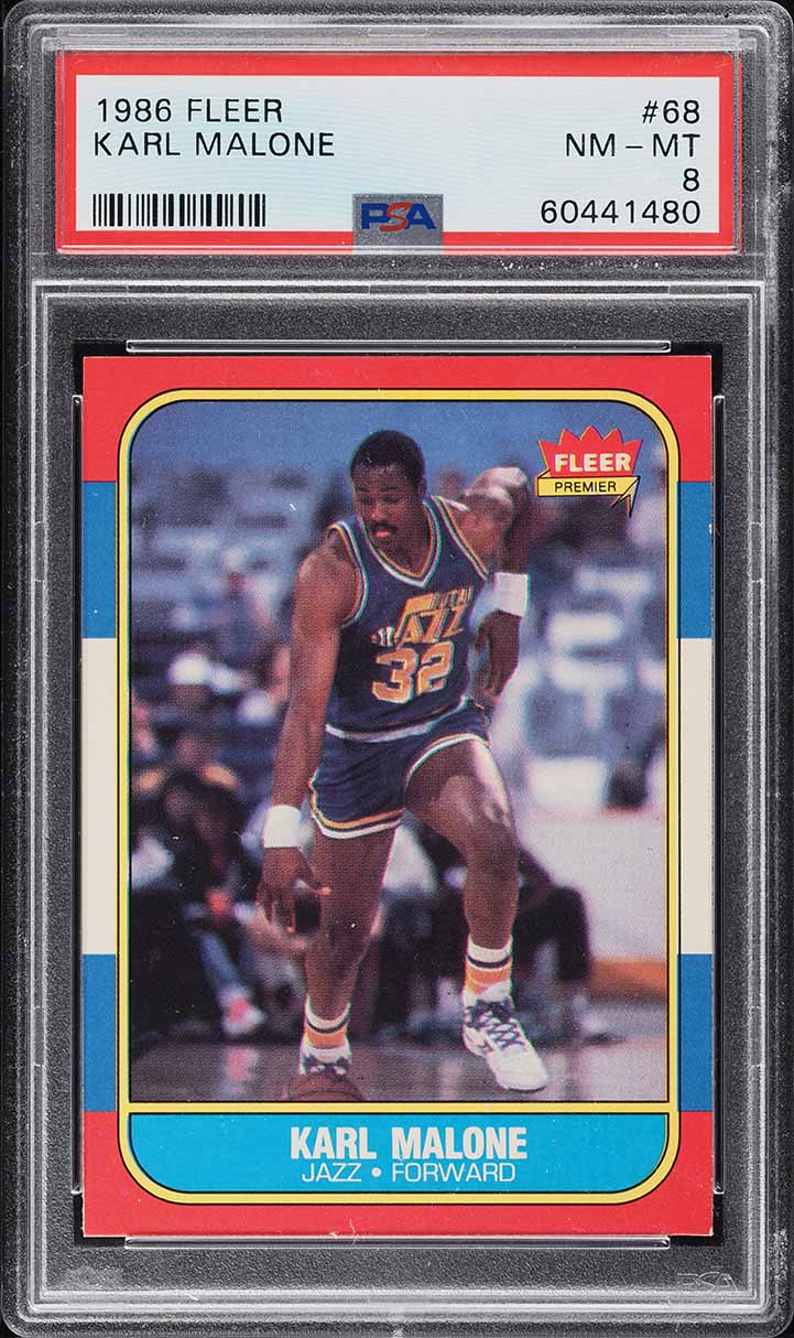 1986 Fleer Basketball Karl Malone ROOKIE #68 PSA 8 NM-MT
