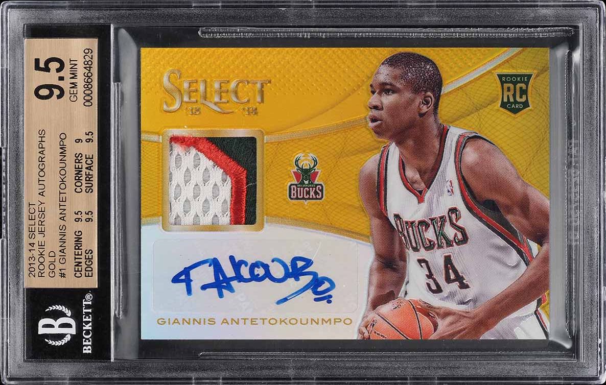 2013 Select Gold Giannis Antetokounmpo ROOKIE PATCH AUTO /10 #1 BGS 9.5 GEM MINT