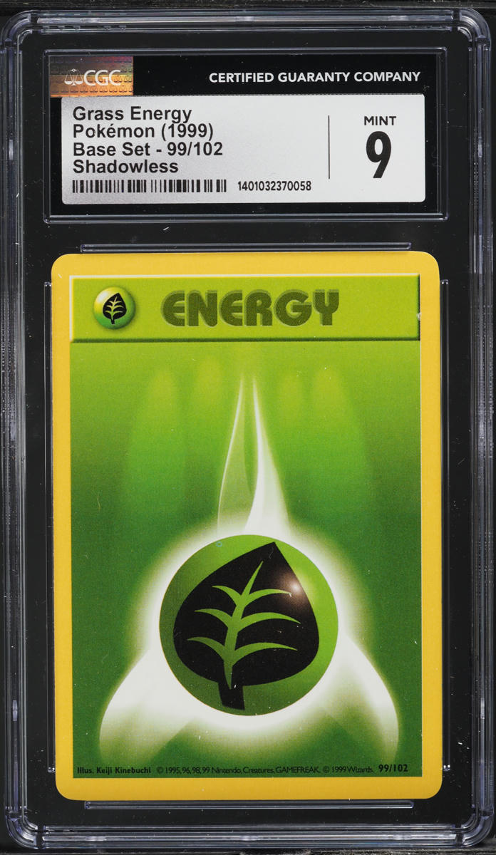 1999 Pokemon Base Set Shadowless Grass Energy #99 CGC 9 MINT