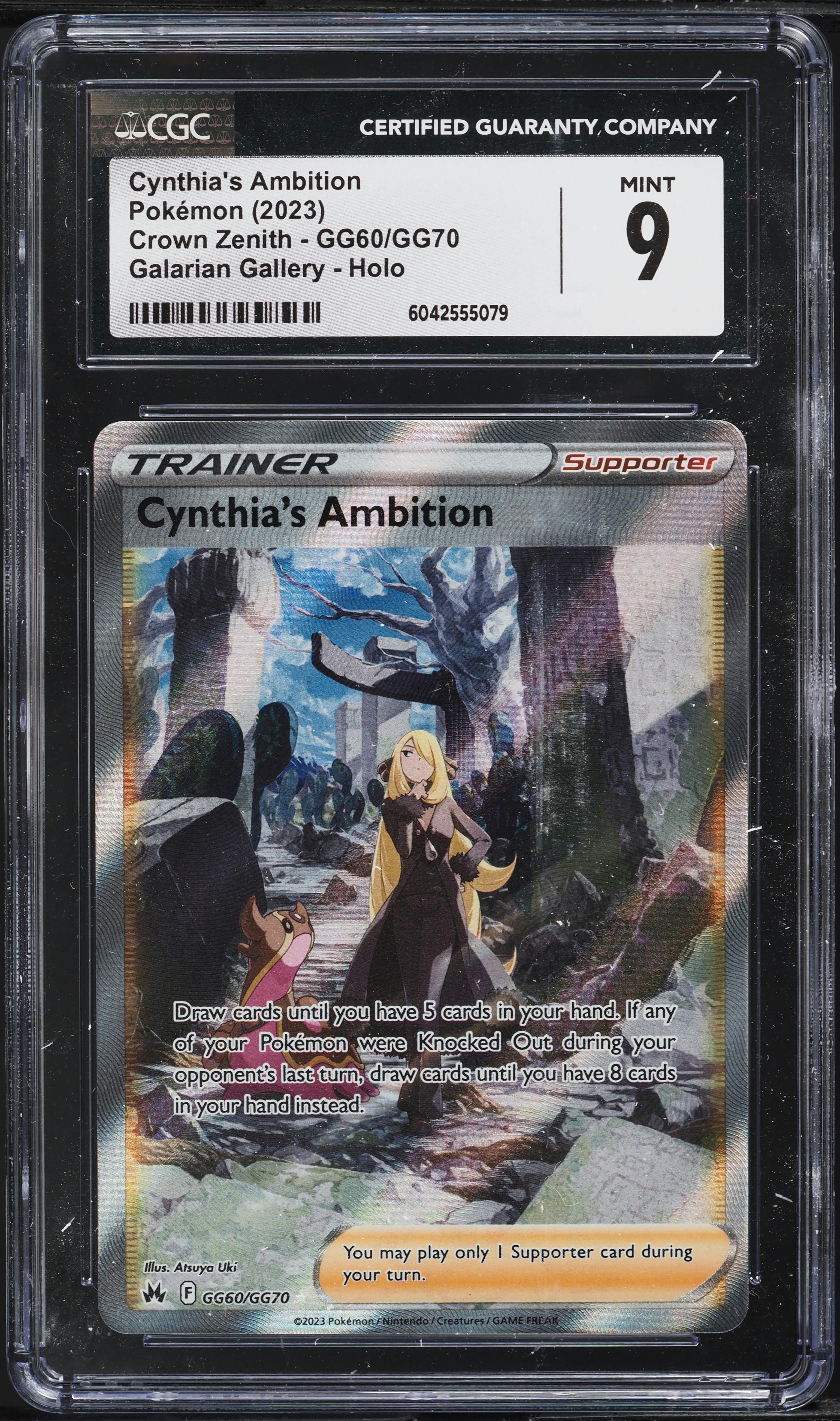 2023 Pokemon SWSH Crown Zenith Full Art Cynthia's Ambition #GG60 CGC 9 MINT