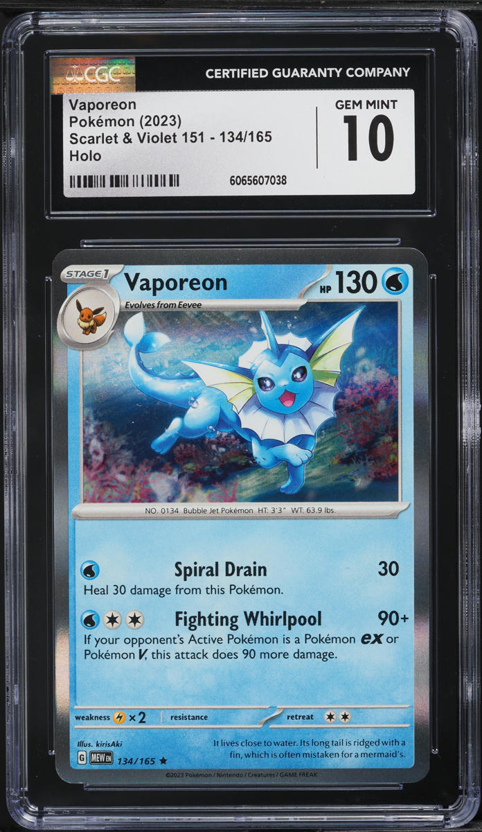 2023 Pokemon Scarlet & Violet 151 Holo Vaporeon #134 CGC 10 GEM MINT