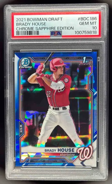 2021 Bowman Draft Sapphire Chrome #BDC-186 Brady House RC PSA 10