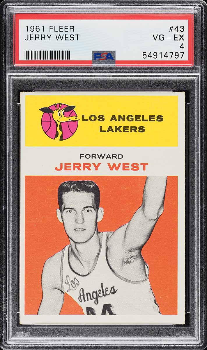 1961 Fleer Basketball Jerry West ROOKIE #43 PSA 4 VGEX
