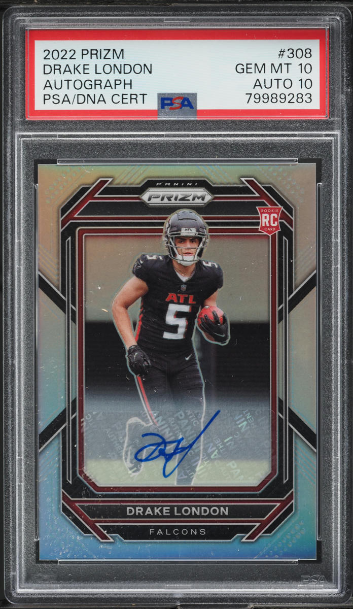 2022 Panini Prizm Drake London ROOKIE AUTO DNA 10 #308 PSA 10 GEM MINT