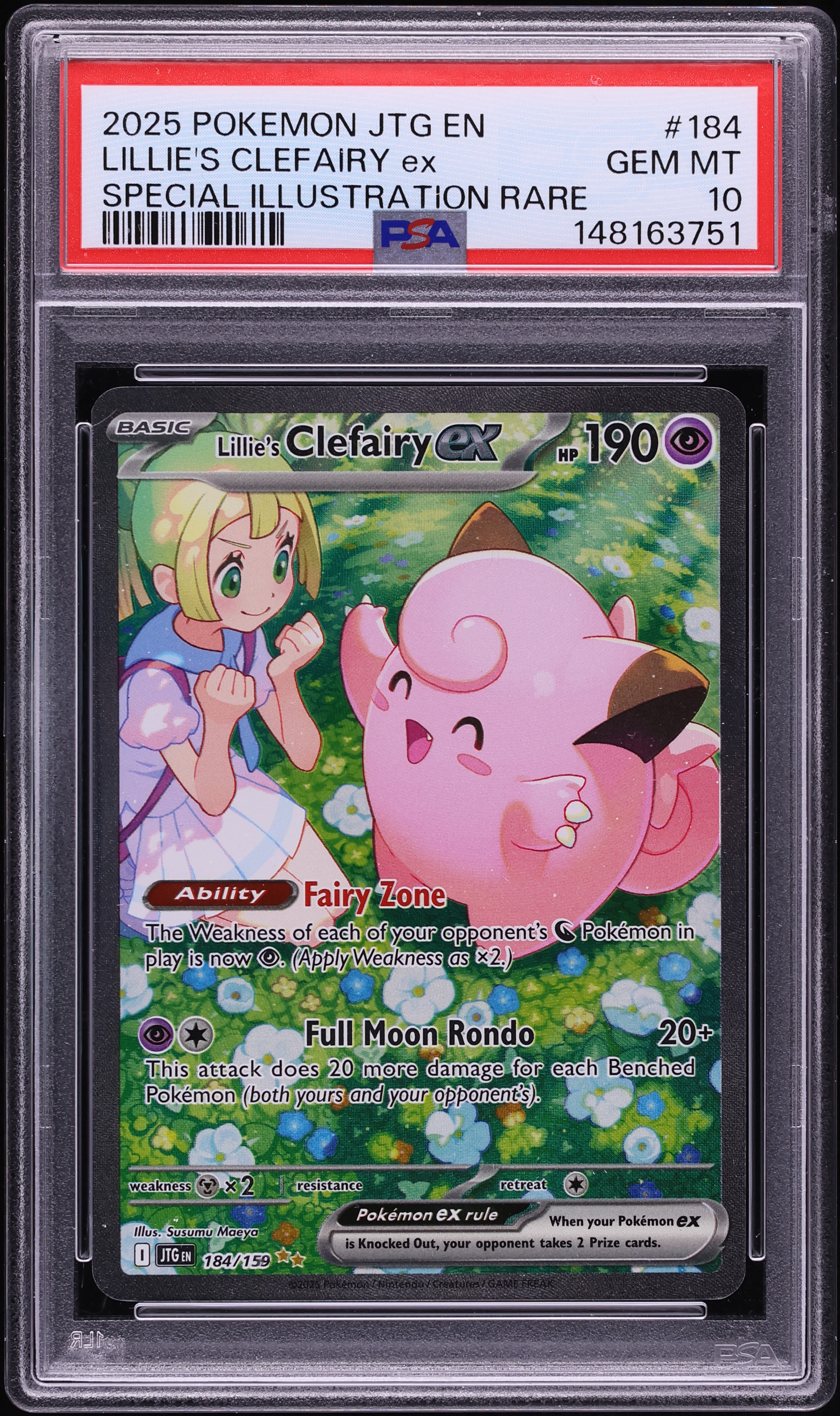 2025 Pokemon Scarlet & Violet Journey Together SIR Lillie's Clefairy Ex #184 PSA 10 GEM MINT