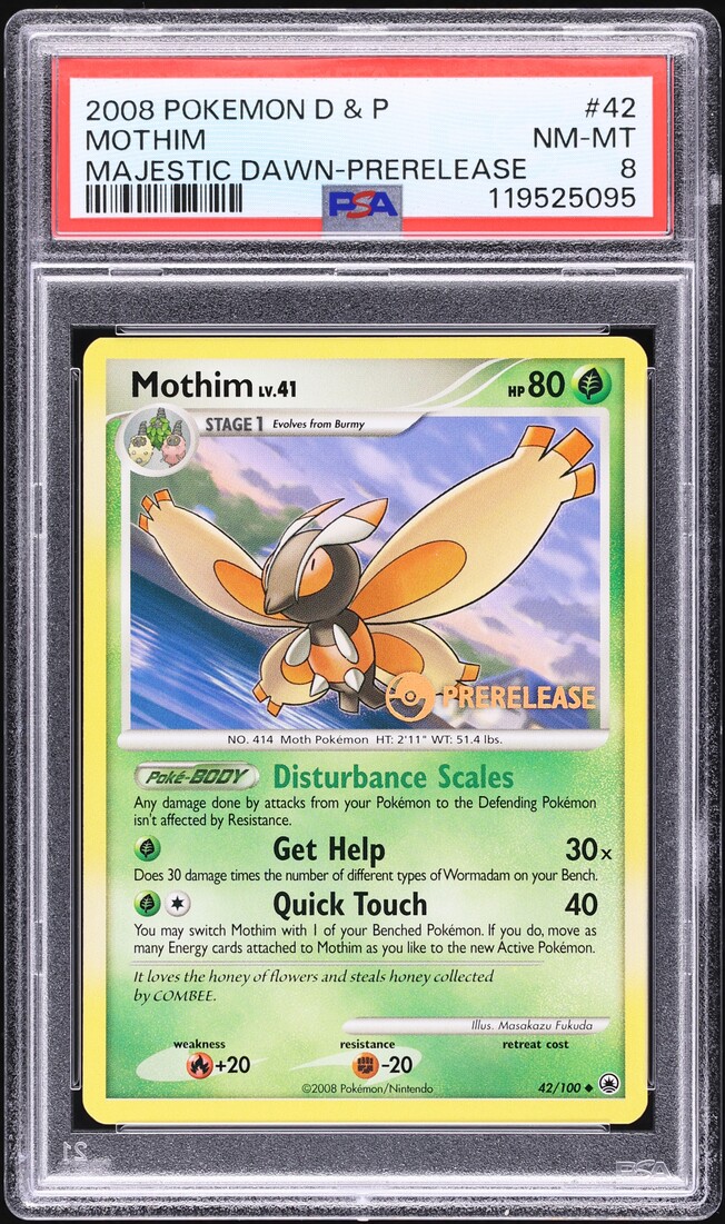 2008 Pokemon Diamond & Pearl Majestic Dawn Prerelease Mothim #42 PSA 8 NM-MT