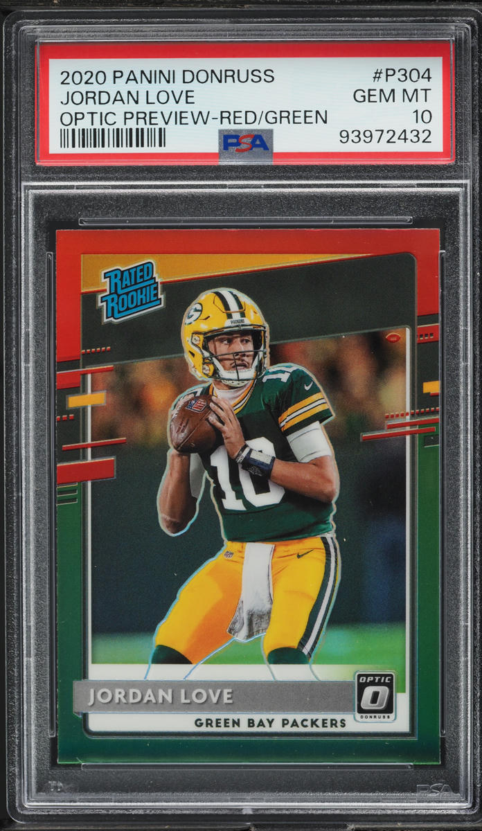 2020 Donruss Optic Preview Red Green Jordan Love ROOKIE #P-304 PSA 10 GEM MINT