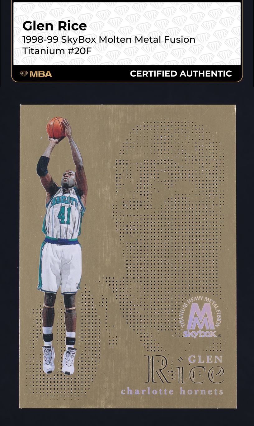 1998 Skybox Molten Metal Fusion Titanium Glen Rice #20F MBA AUTH
