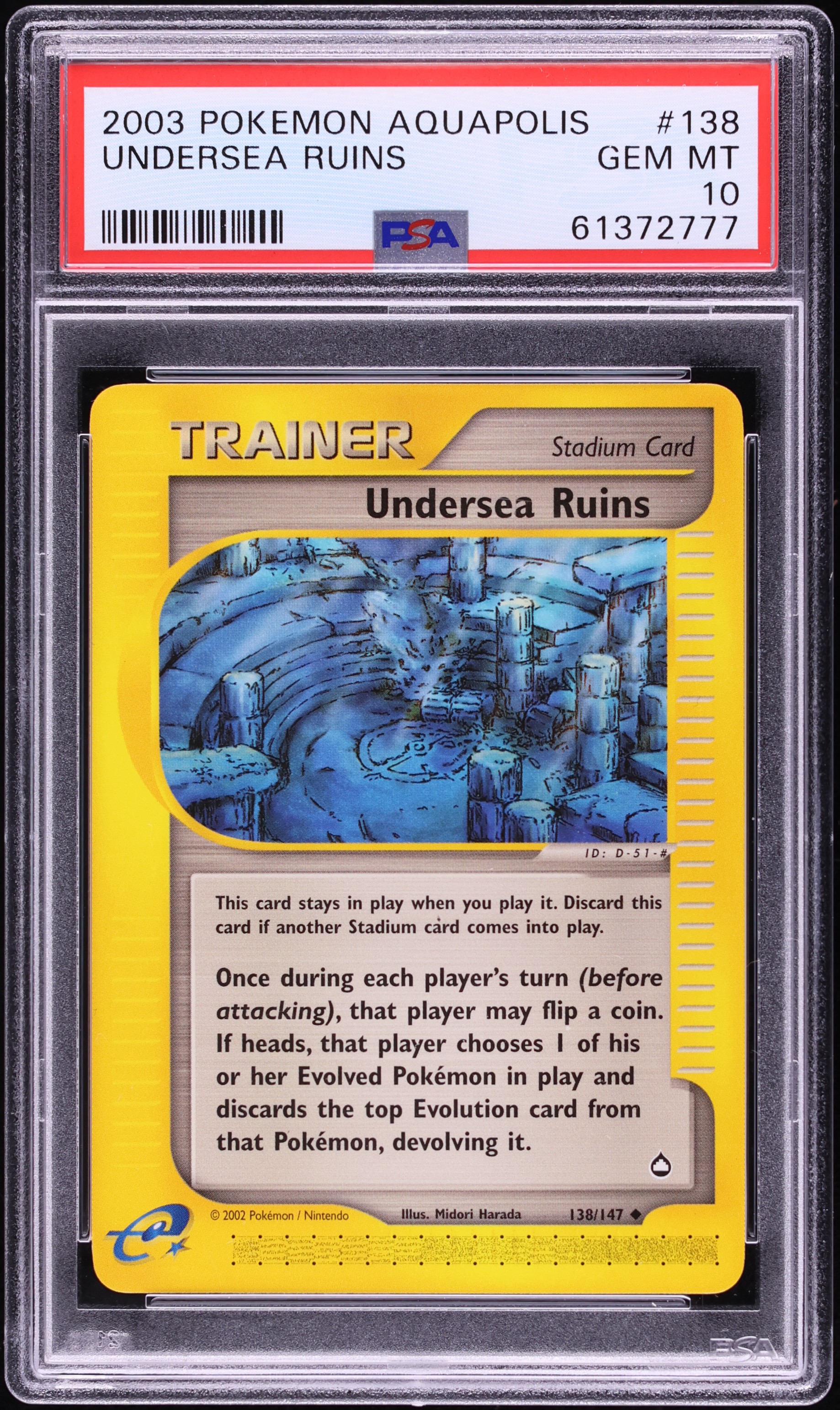 2003 Pokemon Aquapolis Undersea Ruins #138 PSA 10 GEM MINT