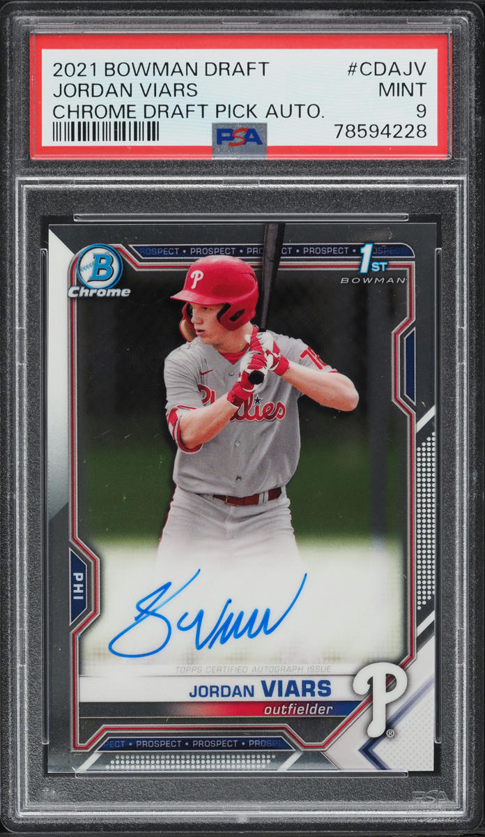 2021 Bowman Chrome Draft Pick Jordan Viars ROOKIE AUTO #CDAJV PSA 9 MINT