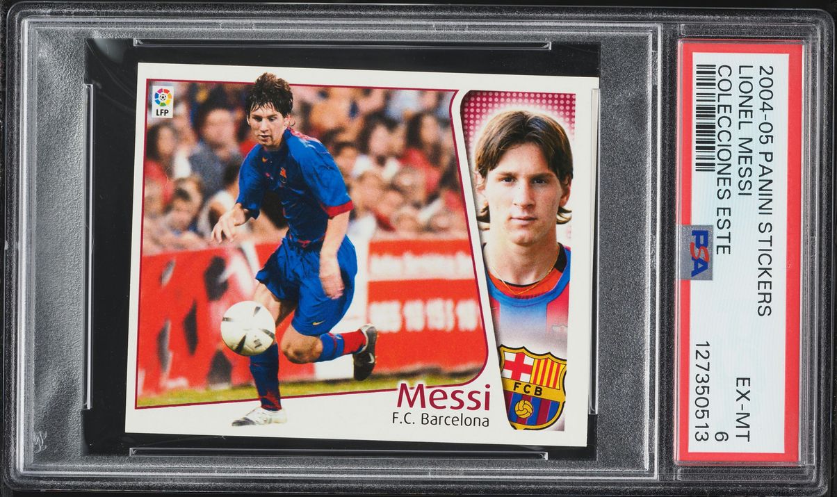 2004 Panini Stickers Colecciones Este Lionel Messi ROOKIE PSA 6 EXMT