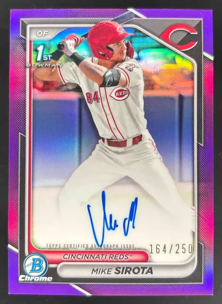 2024 Bowman Chrome Autographs Purple Refractor #CPA-MS Mike Sirota RC Auto /250