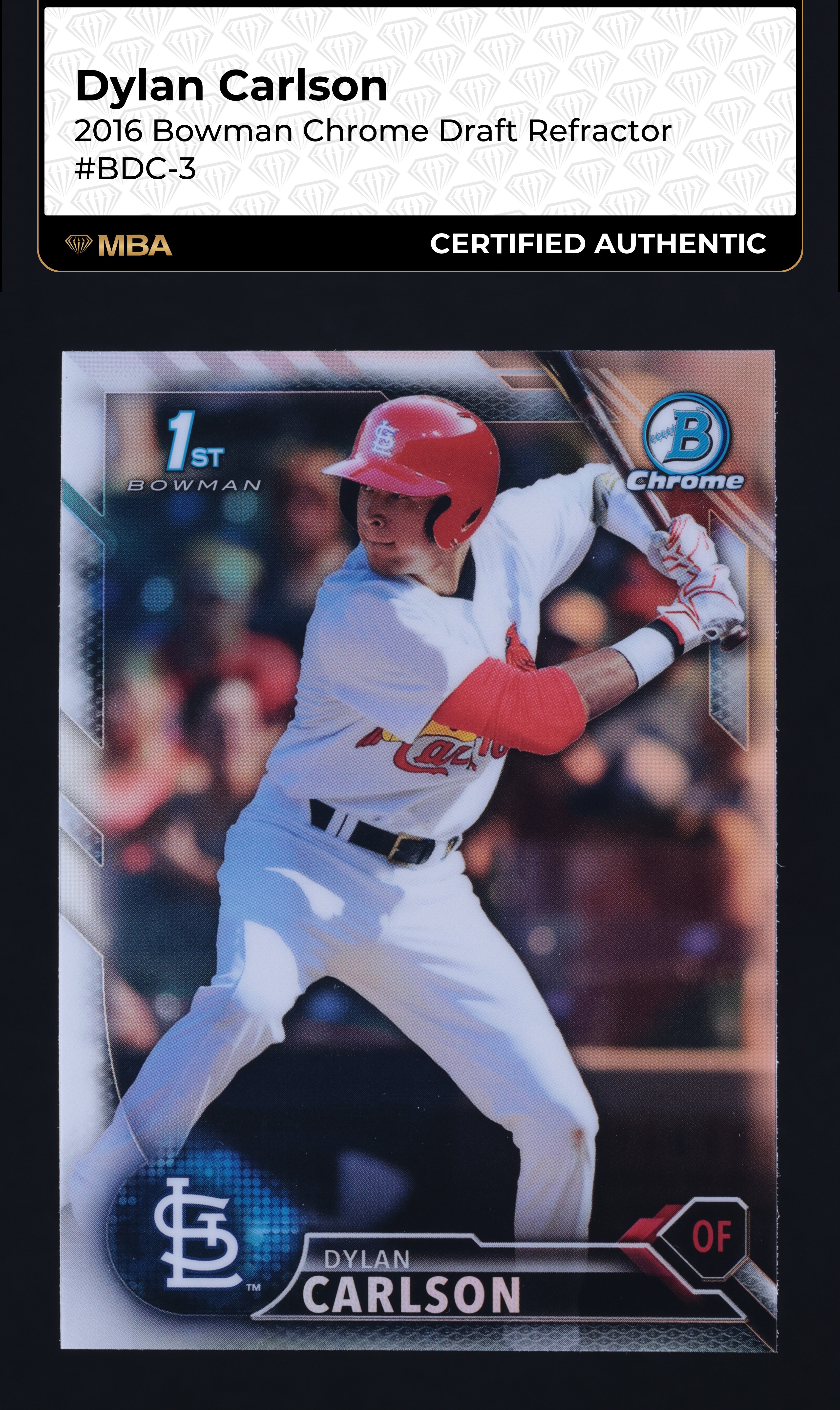 2016 Bowman Chrome Draft Refractor Dylan Carlson ROOKIE #BDC-3 MBA AUTH