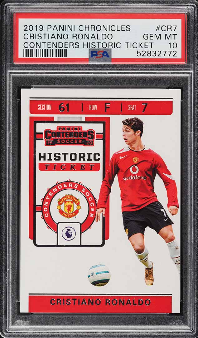 2019 Panini Chronicles Contenders Historic Ticket Cristiano Ronaldo PSA 10 GEM