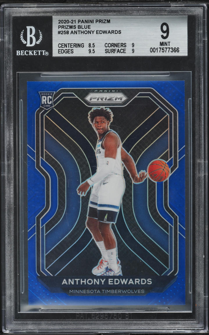 2020 Panini Prizm Blue Anthony Edwards ROOKIE /199 #258 BGS 9 MINT
