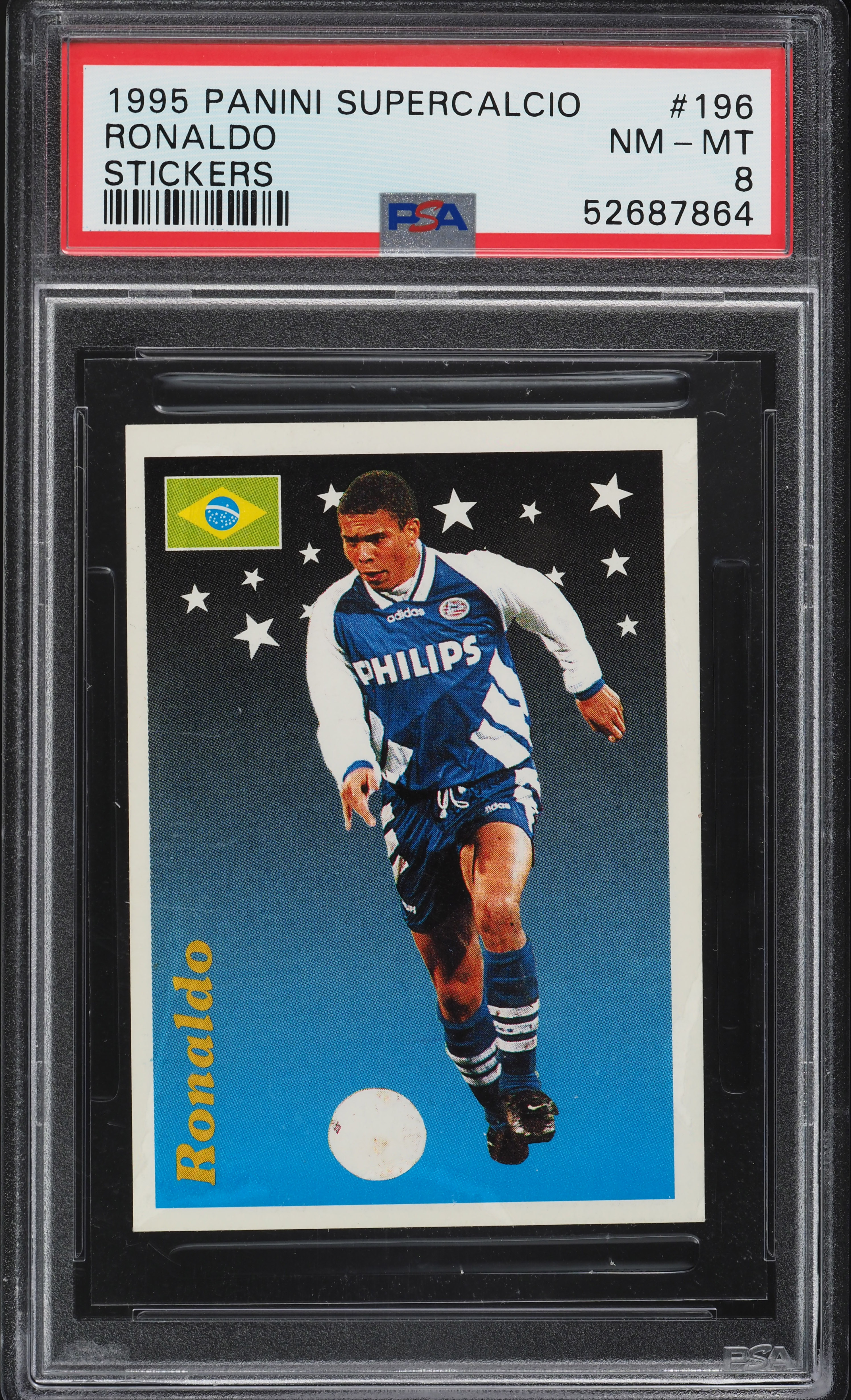 1995 Panini Supercalcio Stickers Ronaldo ROOKIE #196 PSA 8 NM-MT