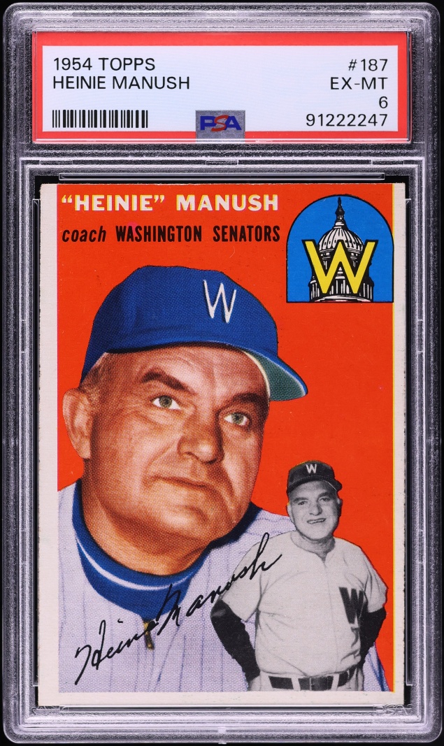1954 Topps Heinie Manush #187 PSA 6 EXMT