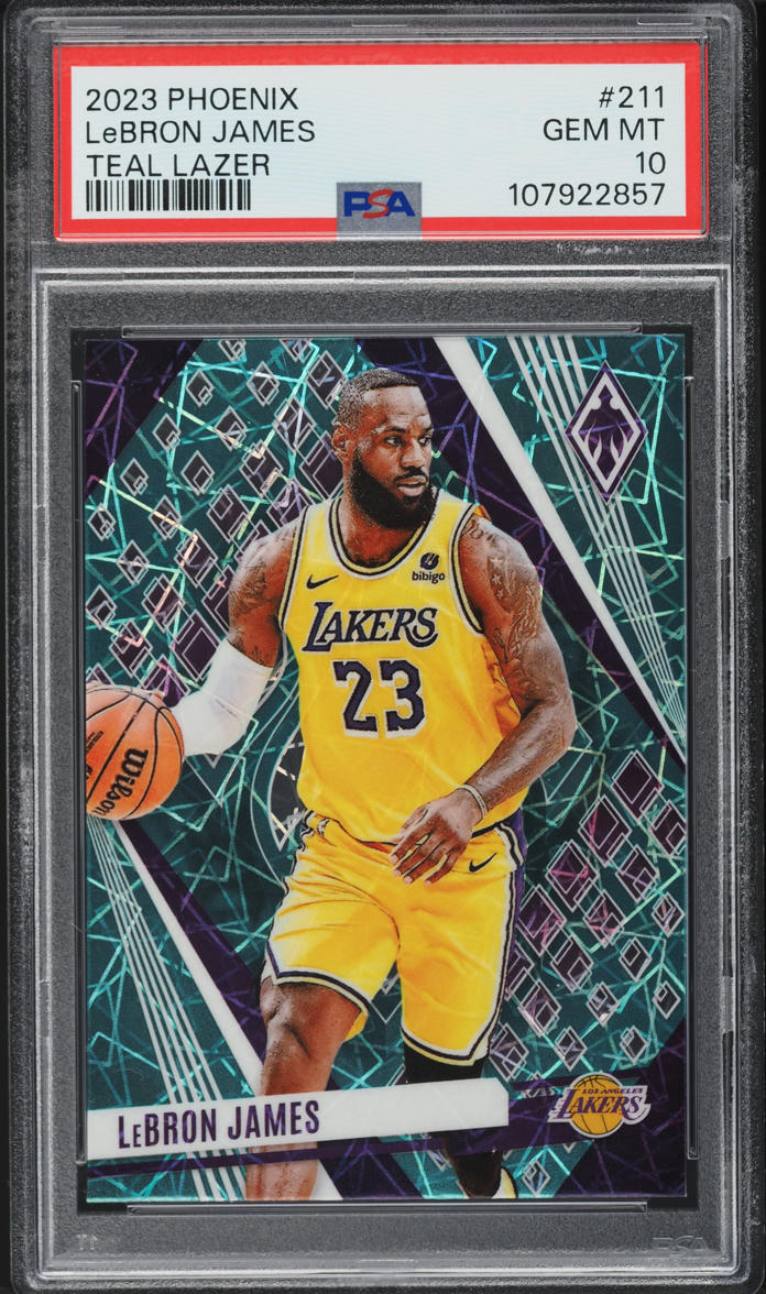 2023 Panini Phoenix Teal Lazer LeBron James #211 PSA 10 GEM MINT