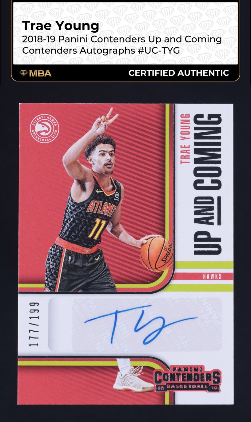 2018 Panini Contenders Up & Coming Trae Young ROOKIE AUTO /199 #UC-TYG MBA AUTH