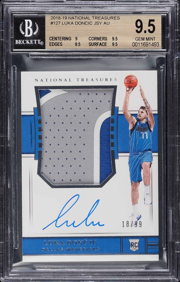 2018 National Treasures Luka Doncic ROOKIE PATCH AUTO /99 #127 BGS 9.5 GEM MINT