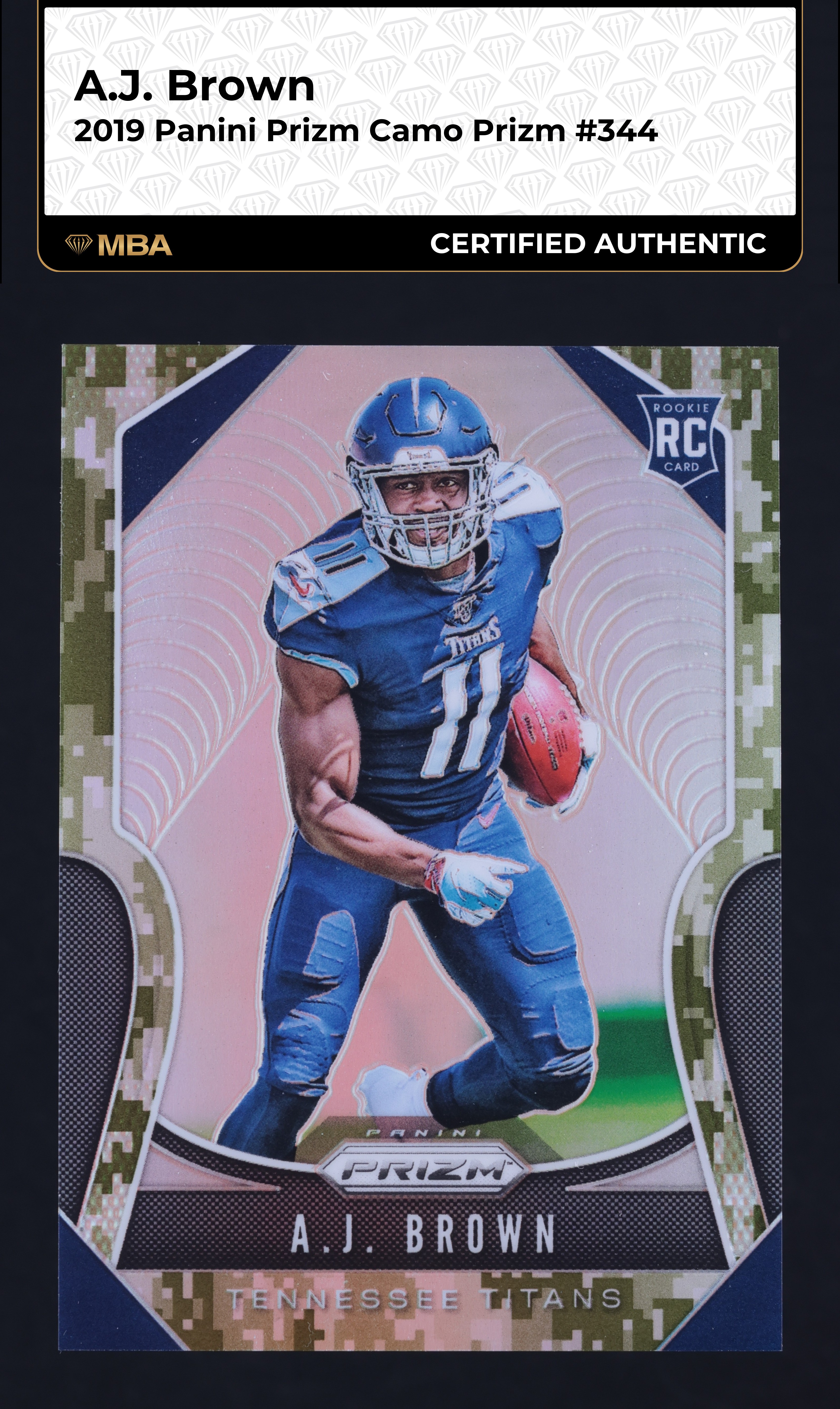 2019 Panini Prizm Camo A.J. Brown ROOKIE /25 #344 MBA AUTH