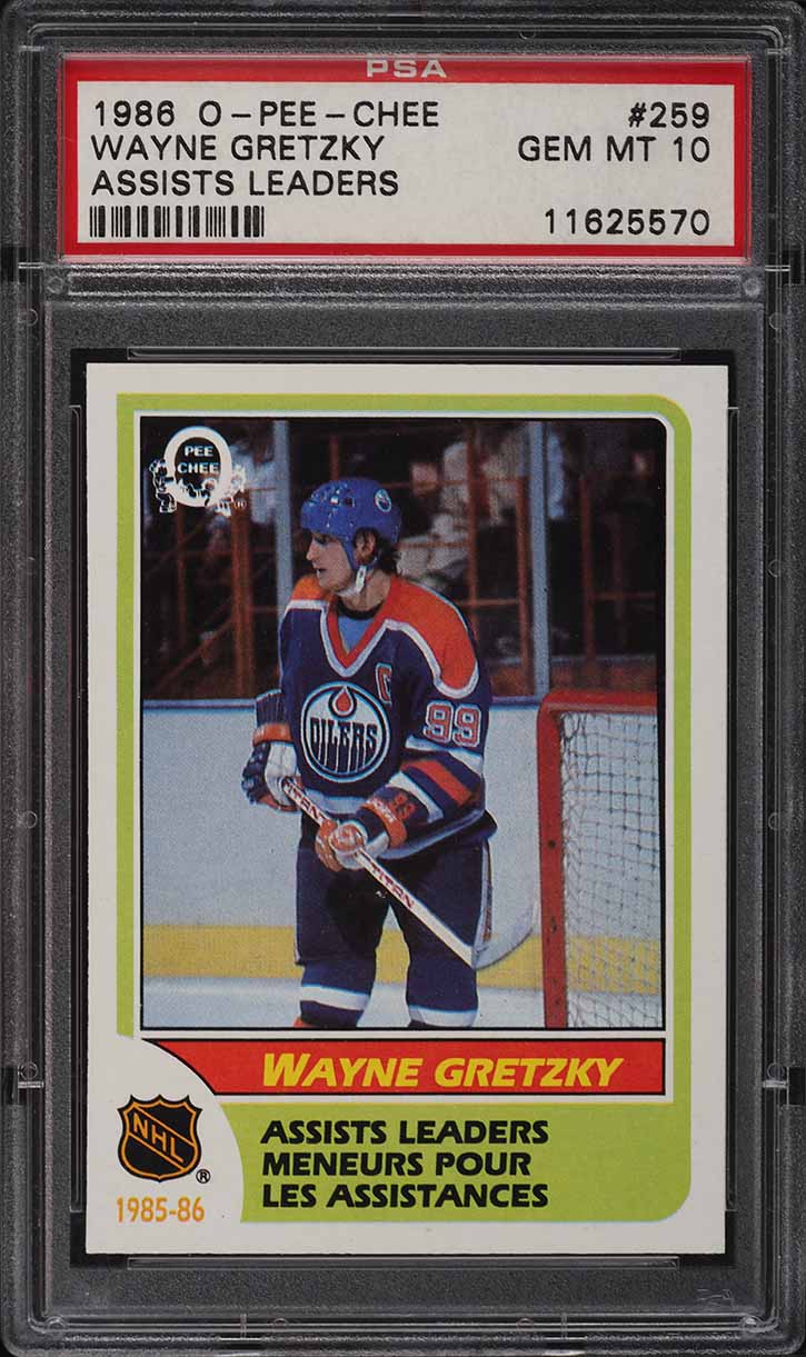 1986 O-Pee-Chee Hockey Wayne Gretzky ASSISTS LDRS #259 PSA 10 GEM MINT