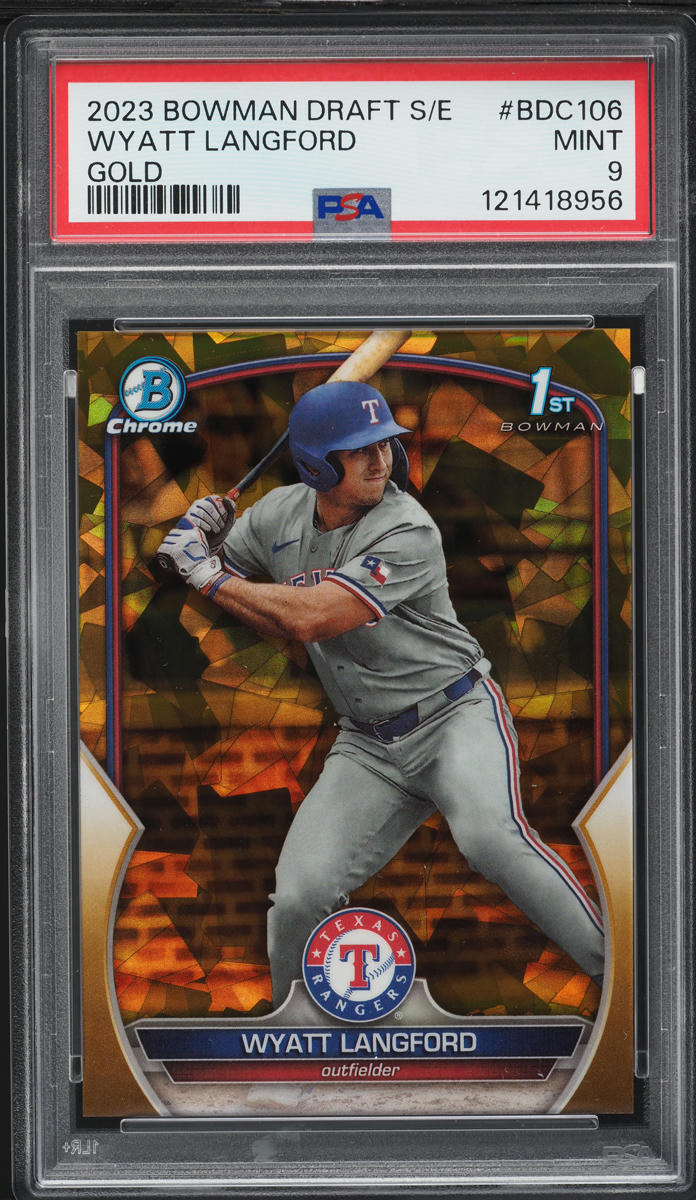 2023 Bowman Chrome Sapphire Gold Wyatt Langford PROSPECT /50 #BDC106 PSA 9 MINT