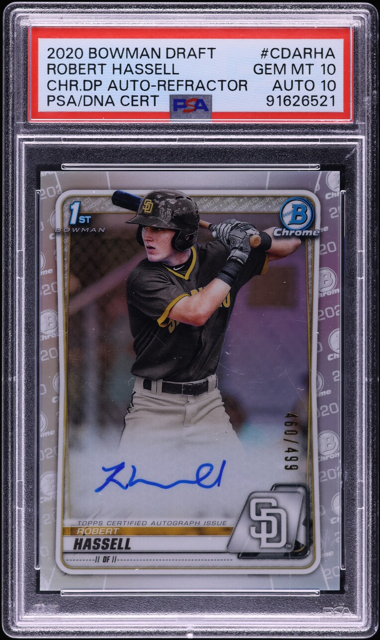 2020 Bowman Chrome Refractor Robert Hassell PROSPECT AUTO DNA 10 /499 PSA 10