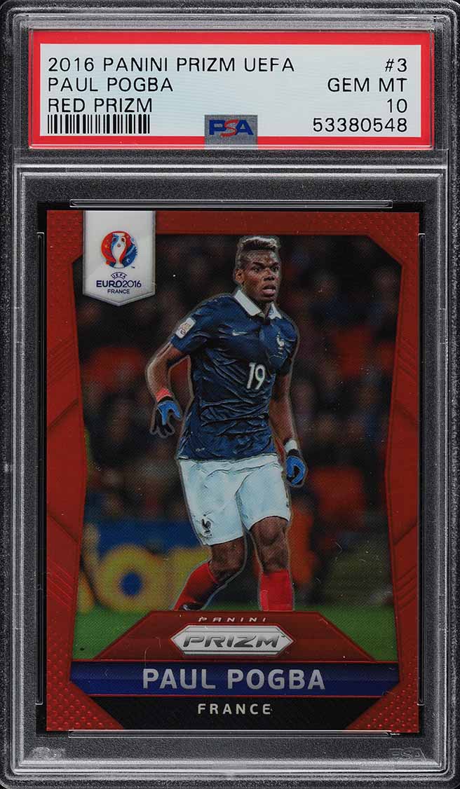 2016 Panini Prizm UEFA Red Paul Pogba /149 #3 PSA 10 GEM MINT