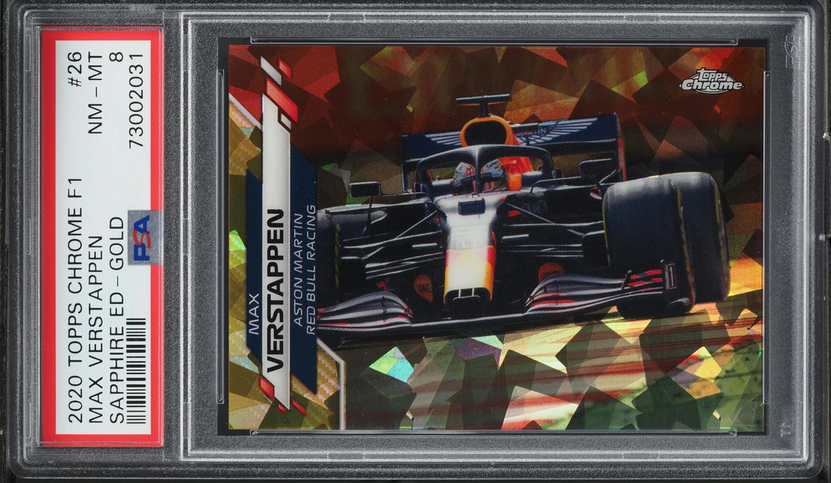 2020 Topps Chrome Formula 1 F1 Sapphire Gold Max Verstappen /50 #26 PSA 8 NM-MT