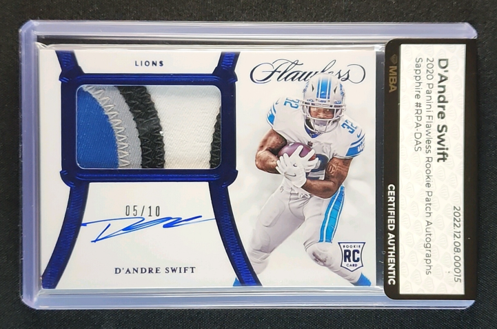2020 Panini Flawless Sapphire D'Andre Swift ROOKIE PATCH AUTO /10 MBA AUTH