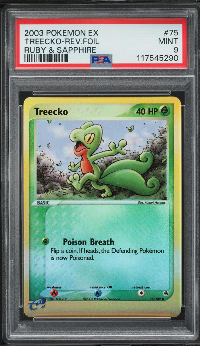 2004 Pokemon EX Ruby & Sapphire Reverse Holo Treecko #75 PSA 9 MINT