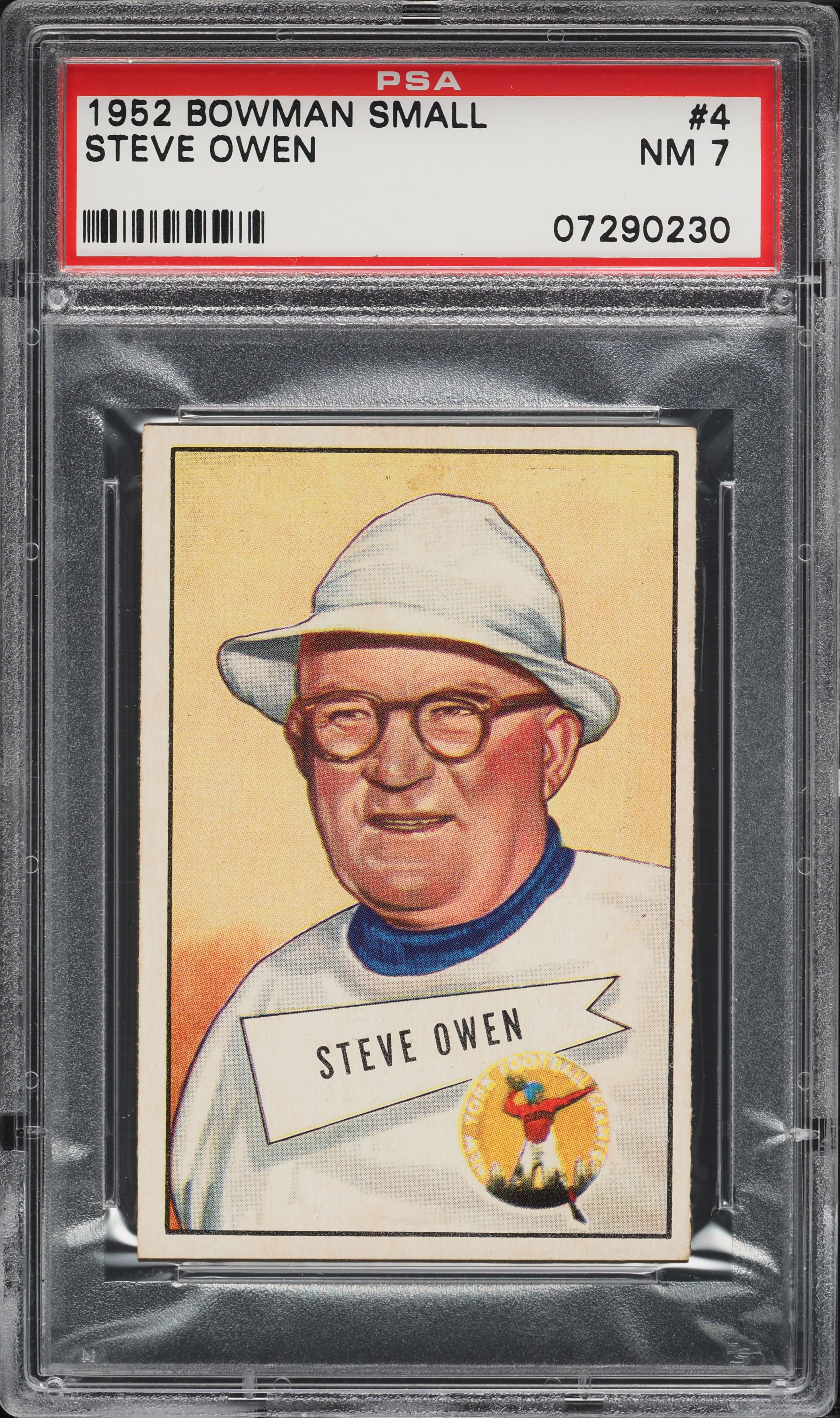 1952 Bowman Small Steve Owen ROOKIE #4 PSA 7 NRMT